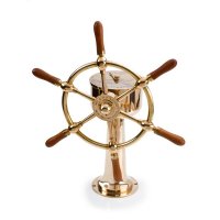 Steuerstand mit Steuerrad aus Messing in kleiner Größe